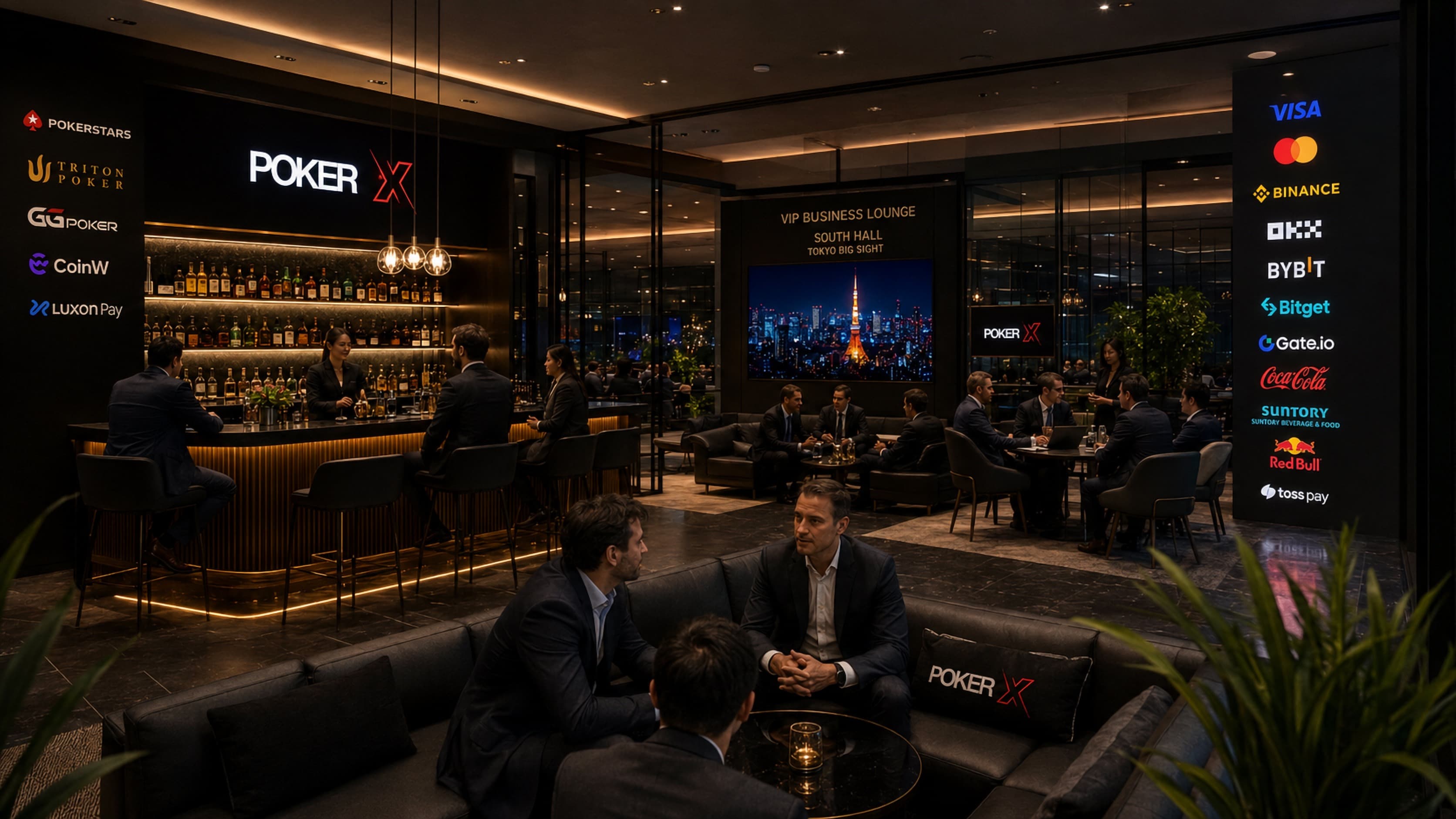 Beverage and player lounge at a POKER X tournament