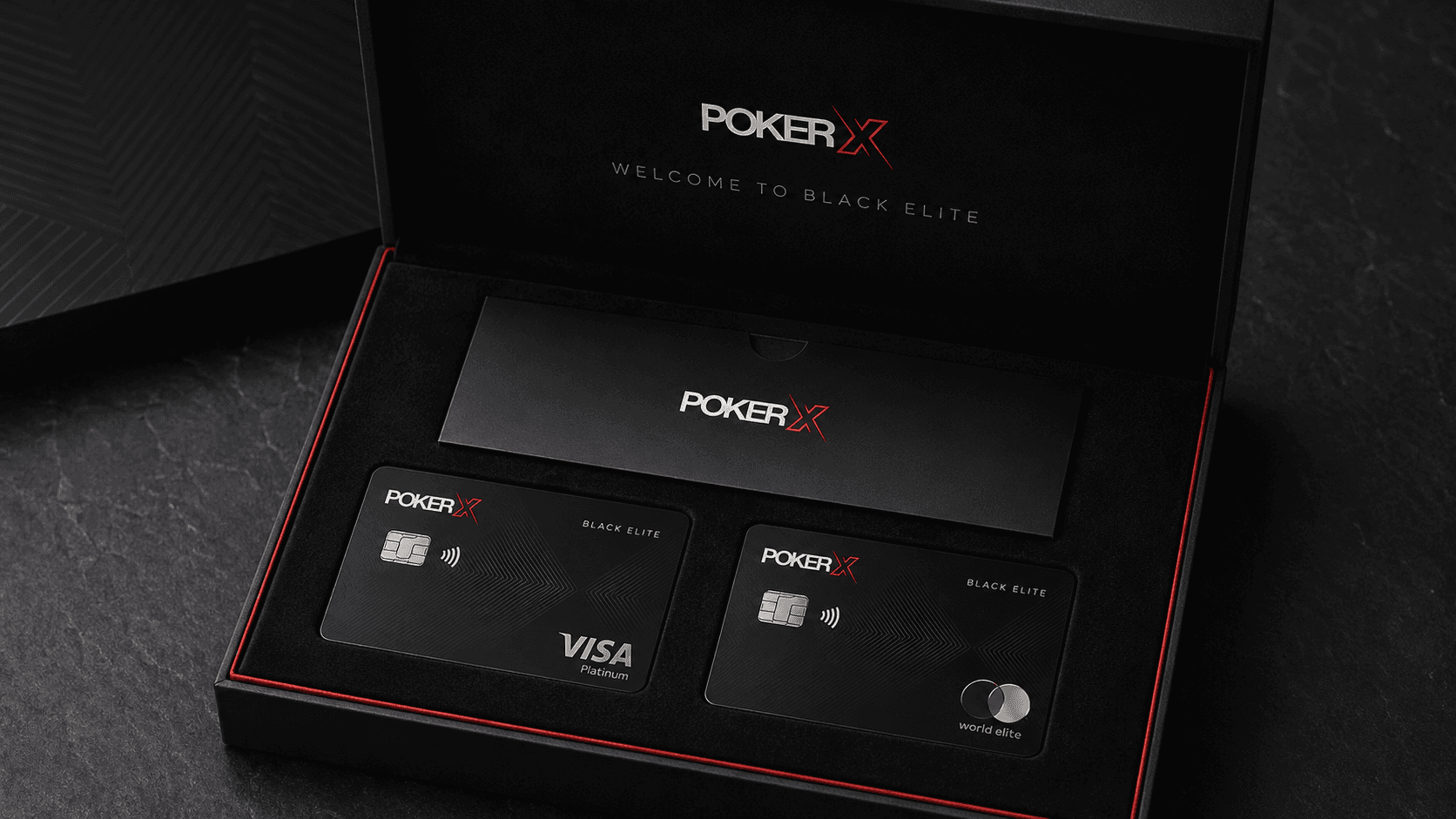 POKER X Black Elite welcome kit and premium membership packaging