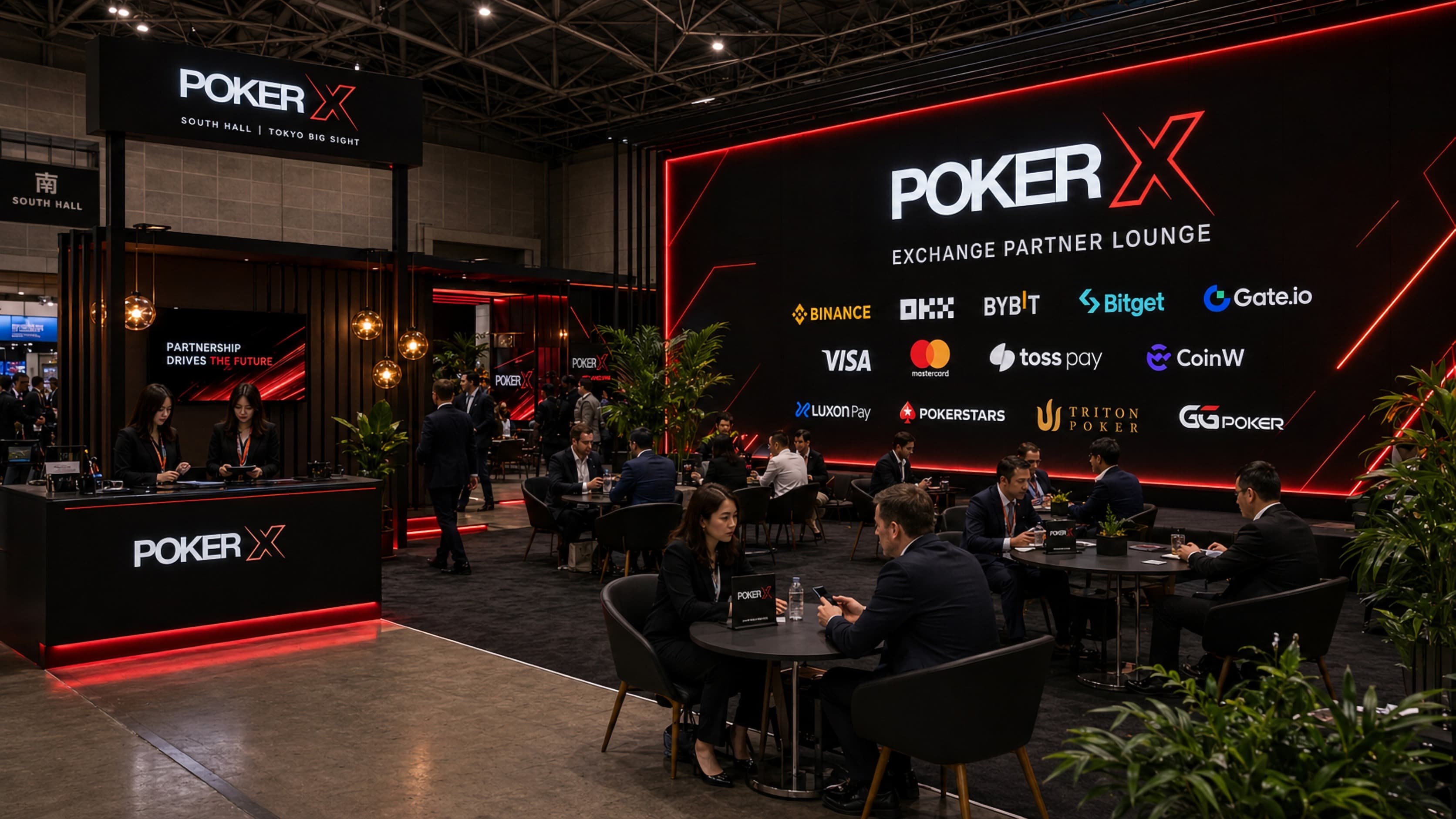 Exchange partner lounge within the POKER X event ecosystem