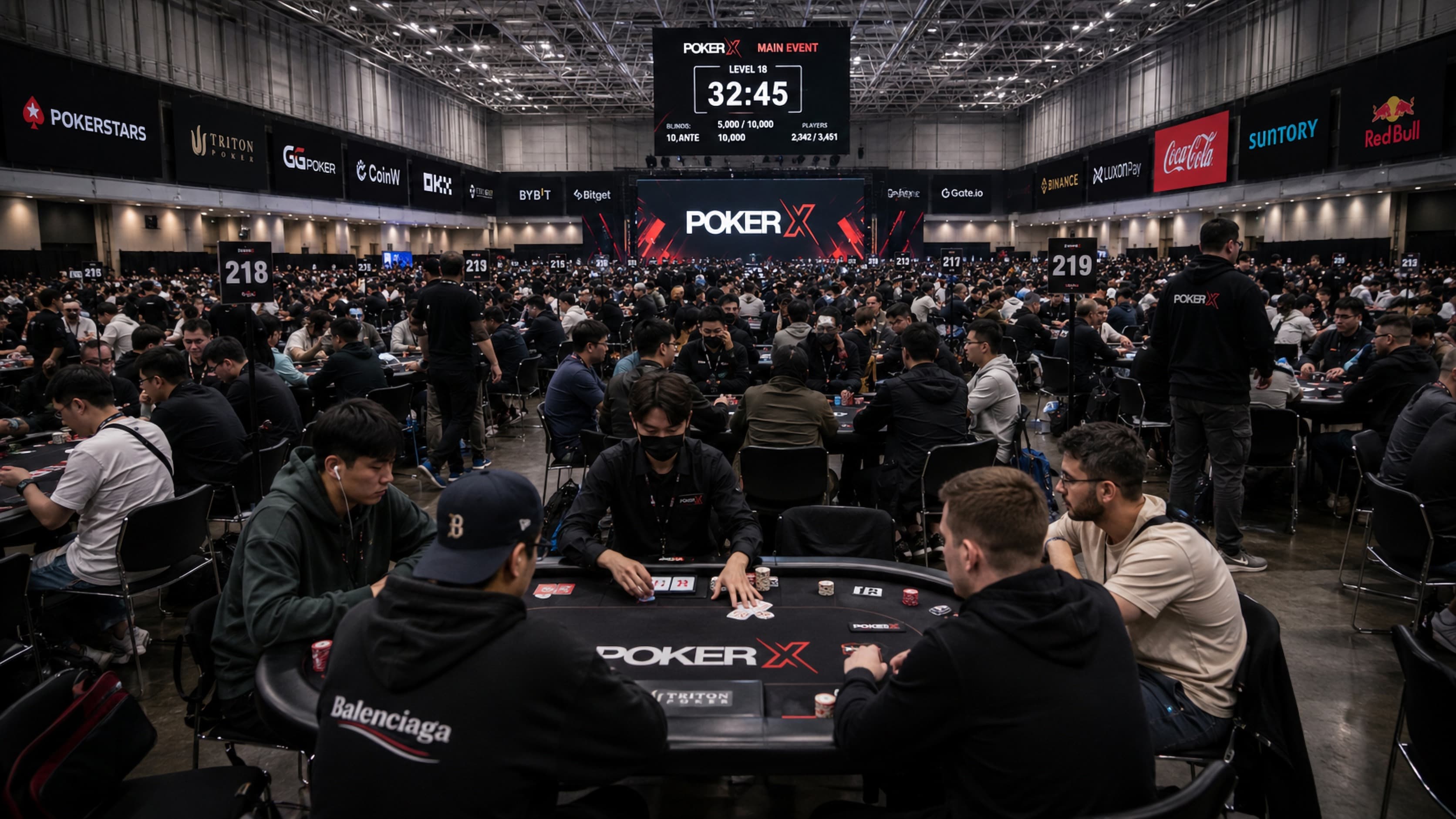 Players competing across the POKER X main event floor