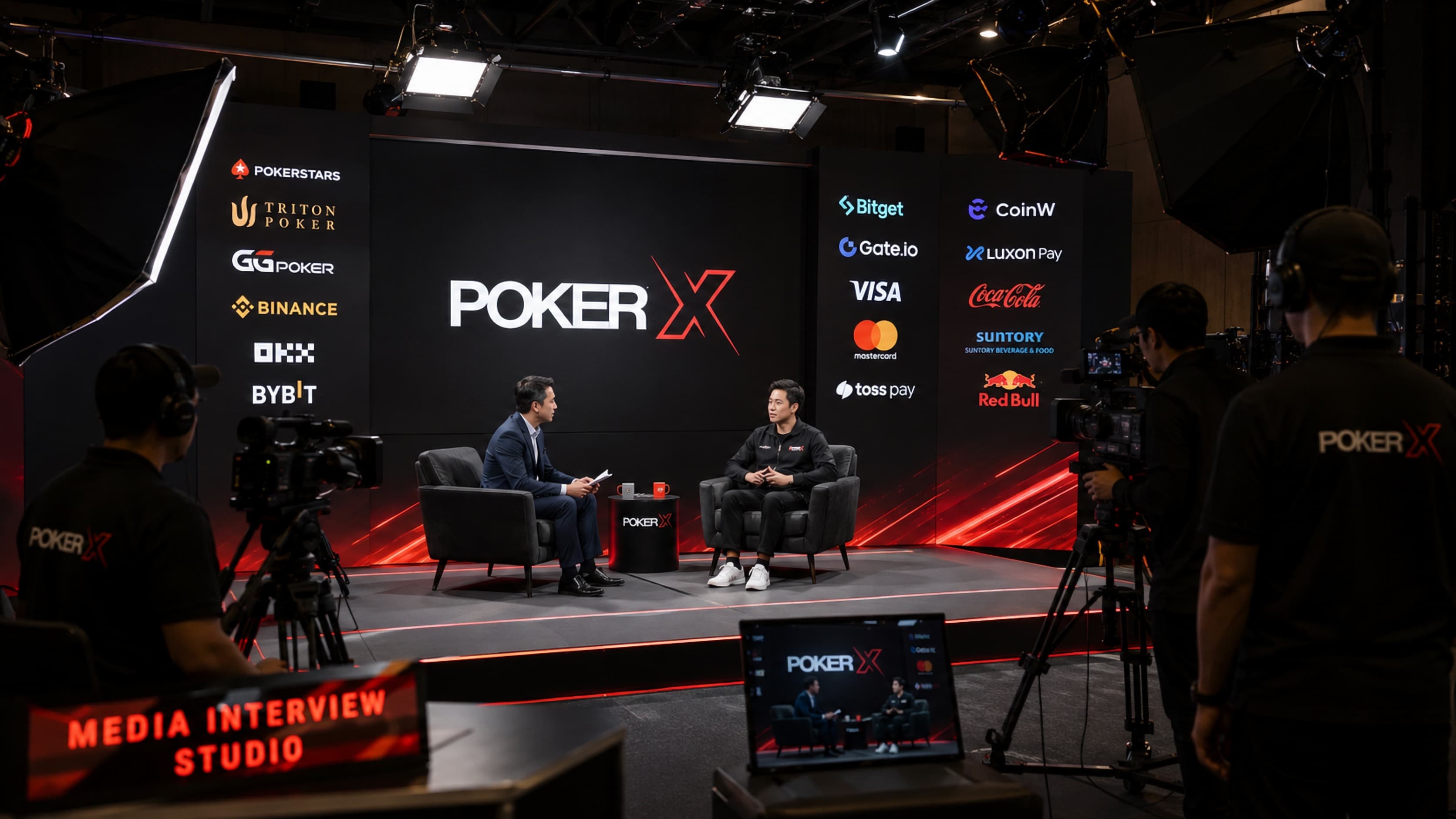 POKER X media interview studio set