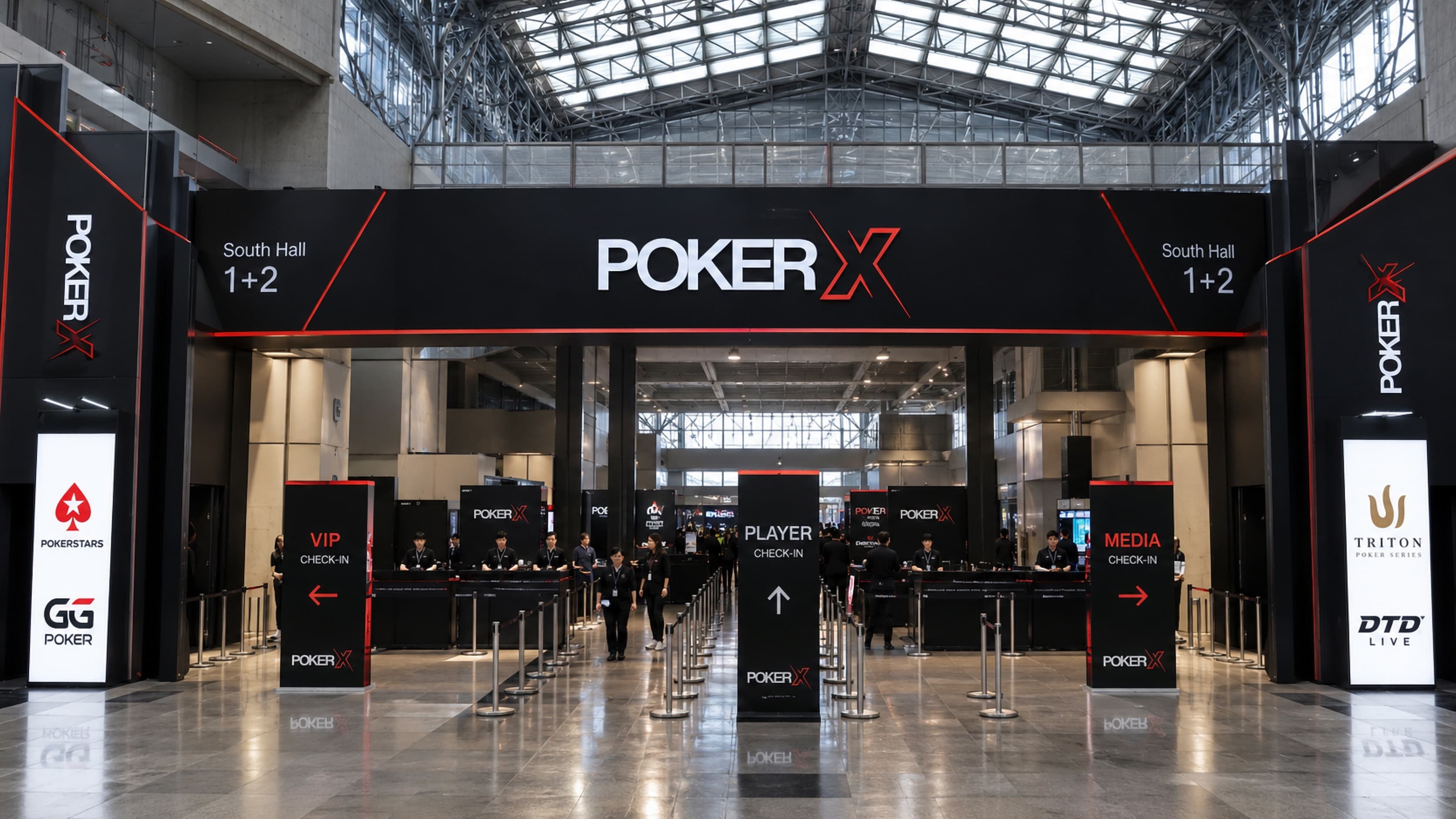 POKER X welcome entrance hall at a premium event venue